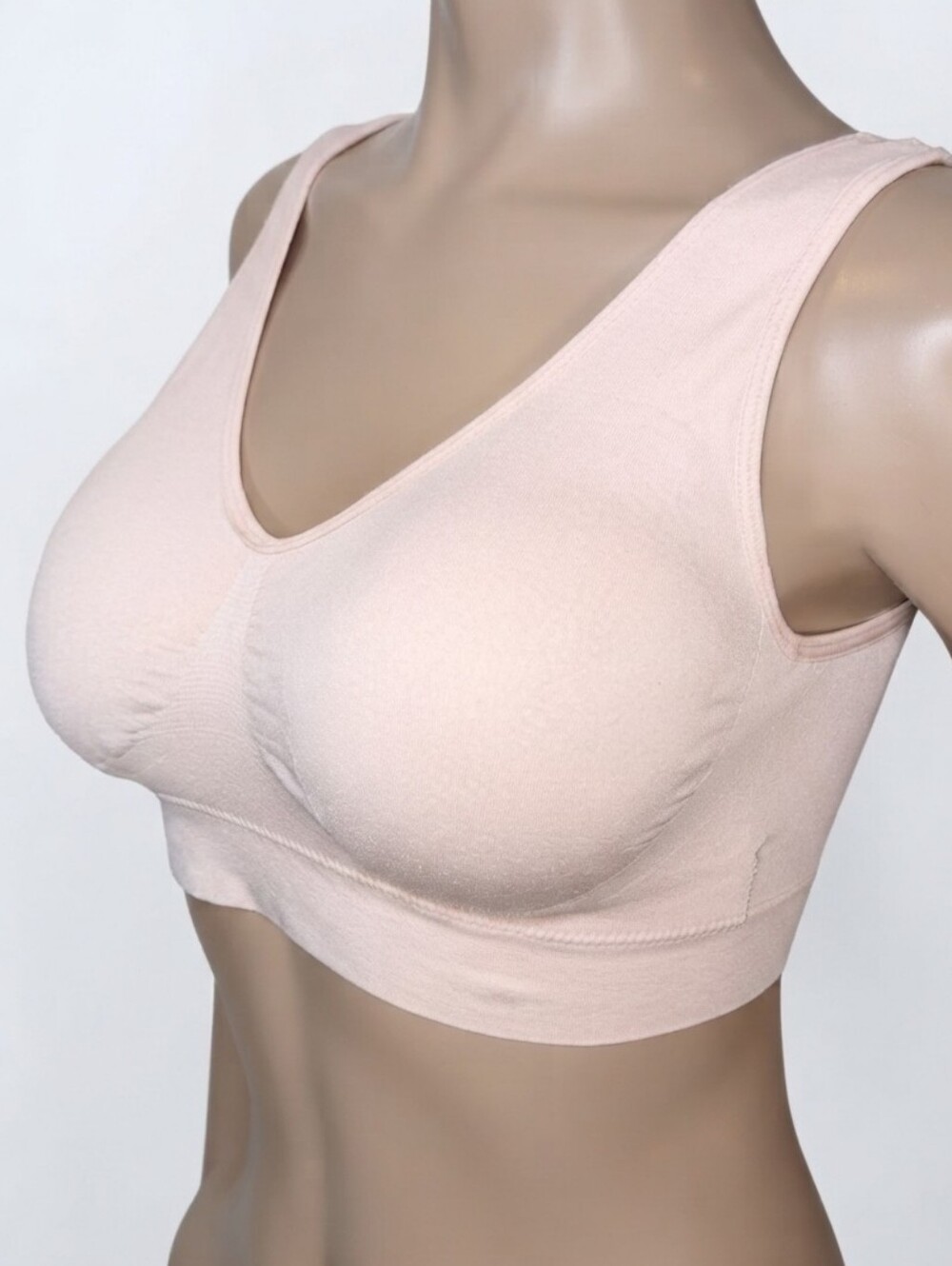 Carisma Seamless Comfort Vneck Bralette Plus Size 2X Blush Pink Wirefree Padded